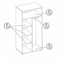 Armoire 2 Portes Blanc Et Gris Soma -Ledepot Mobilier Magasin armoire 2 portes blanc et gris soma 2