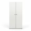 Demeyere Armoire 2 Portes Penderie + Lingère Izzy Blanc Et Bois -Ledepot Mobilier Magasin armoire 2 portes penderie lingere izzy blanc bois