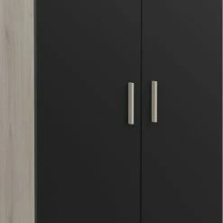 Demeyere Armoire 2 Portes Penderie + Lingère Izzy Noir Et Bois -Ledepot Mobilier Magasin armoire 2 portes penderie lingere izzy noir et bois 1