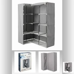 Armoire D'angle 1 Penderie / 10 étagères Gris Atmosphera -Ledepot Mobilier Magasin armoire d angle 1 penderie 10 etageres gris atmosphera 2