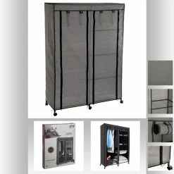 Armoire De Rangement 4 étagères Et 1 Penderie Gris En Tissu -Ledepot Mobilier Magasin armoire de rangement 4 etageres et 1 penderie gris en tissu 2