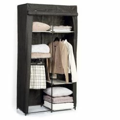 Armoire Modulable 3 Penderies / 5 étagères Noir 5Five -Ledepot Mobilier Magasin armoire penderie 3 etageres noir 2