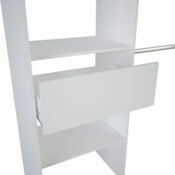 Demeyere Dressing Extensible Blanc Perle Avec Rideau Taupe -Ledepot Mobilier Magasin armoire placard extensible avec rideau blanc perle 5