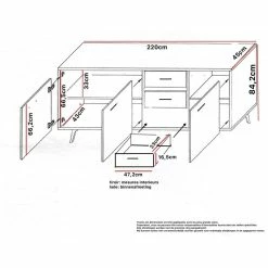 Bahut 3 Portes 3 Tiroirs Wiva -Ledepot Mobilier Magasin bahut 3 portes 3 tiroirs wiva 1 3