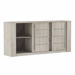 Demeyere Bahut 3 Tiroirs + 2 Portes CANNES Chêne Champagne/béton Clair -Ledepot Mobilier Magasin bahut 3 tiroirs 2 portes cannes chene champagne beton clair 3