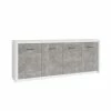 Bahut 4 Portes Blanc Et Gris Béton Gent 2 Bahut 4 Portes Blanc Et Gris Béton Gent -Ledepot Mobilier Magasin bahut 4 portes blanc gris beton gent