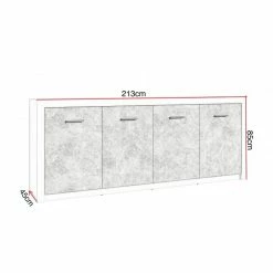 Bahut 4 Portes Blanc Et Gris Béton Gent -Ledepot Mobilier Magasin bahut 4 portes blanc gris beton gent 3