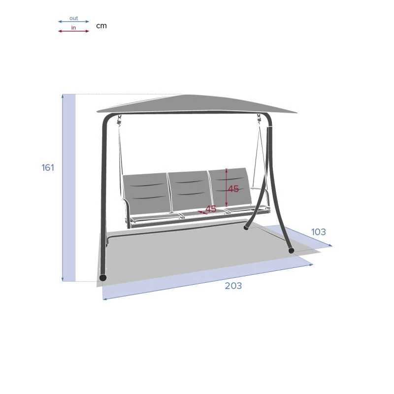 Balancelle 3 Places Ardoise Lako Hespéride 8 Balancelle 3 Places Ardoise Lako Hespéride – Image 6