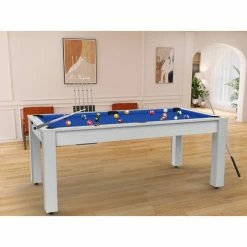 Billard Américain Arizona 7 Pieds Blanc Boisé / Tapis Bleu -Ledepot Mobilier Magasin billard americain arizona 7 pieds blanc tapis bleu 2