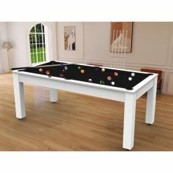Billard Américain Arizona 7 Pieds Blanc Laqué / Tapis Noir -Ledepot Mobilier Magasin billard americain arizona 7 pieds blanc tapis noir 2