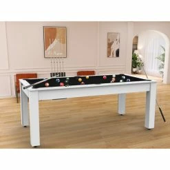 Billard Américain Arizona 7 Pieds Blanc Laqué / Tapis Noir -Ledepot Mobilier Magasin billard americain arizona 7 pieds blanc tapis noir 6