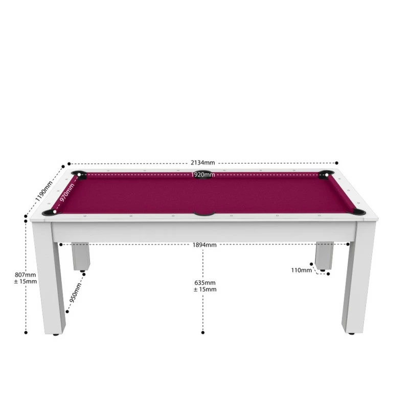 Billard Américain Arizona 7 Pieds Blanc Laqué / Tapis Prune 4 Billard Américain Arizona 7 Pieds Blanc Laqué / Tapis Prune – Image 2