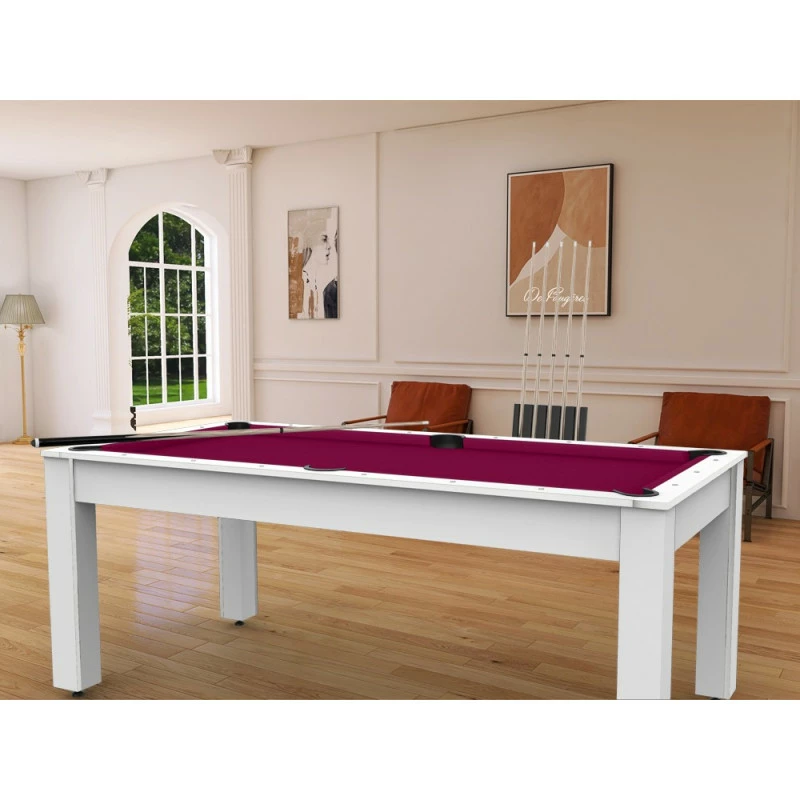 Billard Américain Arizona 7 Pieds Blanc Laqué / Tapis Prune 6 Billard Américain Arizona 7 Pieds Blanc Laqué / Tapis Prune – Image 4