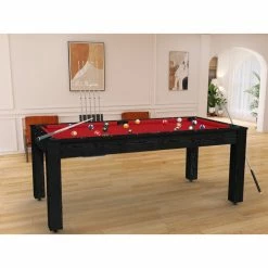 Billard Américain Arizona 7 Pieds Noir Boisé / Tapis Rouge -Ledepot Mobilier Magasin billard americain arizona 7 pieds noir boise tapis rouge 1 4