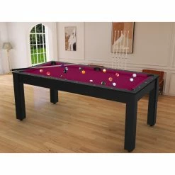 Billard Américain Arizona 7 Pieds Noir Grainé / Tapis Prune -Ledepot Mobilier Magasin billard americain arizona 7 pieds noir graine tapis prune 5