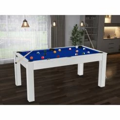 Billard Texas 6 Pieds - Coloris Blanc Boisé Tapis Bleu -Ledepot Mobilier Magasin billard texas 6 pieds coloris blanc boise tapis bleu 2