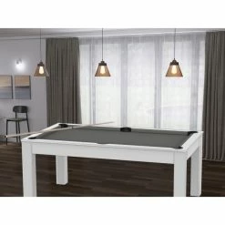 Billard Texas 6 Pieds - Coloris Blanc Laqué / Tapis Gris -Ledepot Mobilier Magasin billard texas 6 pieds coloris blanc laque tapis gris 5