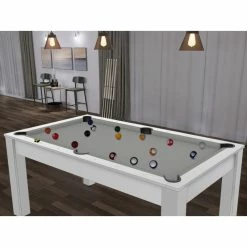 Billard Texas 6 Pieds - Coloris Blanc Laqué / Tapis Gris -Ledepot Mobilier Magasin billard texas 6 pieds coloris blanc laque tapis gris 6