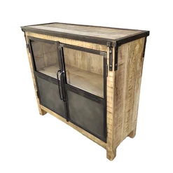 Buffet 2 Portes Manguier Et Métal -Ledepot Mobilier Magasin buffet 2 portes manguier et metal 1