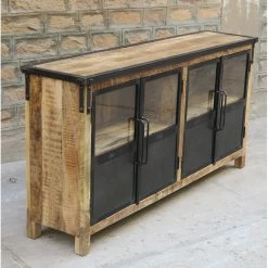 Buffet 4 Portes En Bois Massif Et Métal 7 Buffet 4 Portes En Bois Massif Et Métal -Ledepot Mobilier Magasin buffet 4 portes en bois massif et metal 1