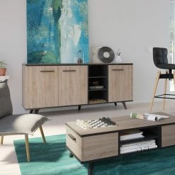 Demeyere Buffet Bas Bruce 3 Portes 3 Niches -Ledepot Mobilier Magasin buffet bas bruce 3 portes 3 niches 6