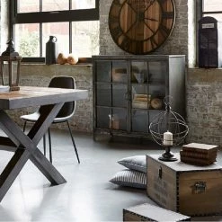 Buffet Broc 2 Portes Métal Noir Atmosphera -Ledepot Mobilier Magasin buffet broc 2 portes metal noir atmosphera 2