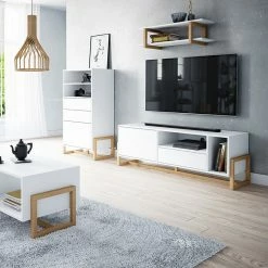 Buffet Haut 2 Tiroirs 1 Porte Oslo Blanc -Ledepot Mobilier Magasin buffet haut 2 tiroirs 1 porte oslo blanc 3