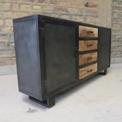 Buffet Métal Et Bois Jodhpur 2 Portes 4 Tiroirs -Ledepot Mobilier Magasin buffet metal et bois jodhpur 2 portes 4 tiroirs 2