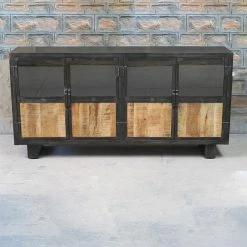 Buffet Métal Et Bois Jodhpur 4 Portes -Ledepot Mobilier Magasin buffet metal et bois jodhpur 4 portes 2