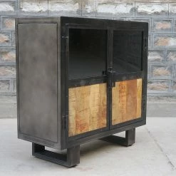 Buffet Métal Et Bois Jodhpur 2 Portes -Ledepot Mobilier Magasin buffet metal et bois jodhpur portes 1