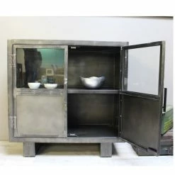 Buffet Métal Noir Jodhpur 2 Portes -Ledepot Mobilier Magasin buffet metal jodhpur portes 2