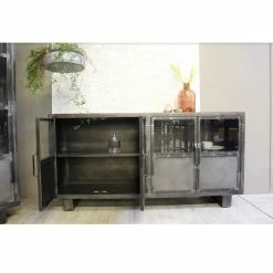 Buffet Métal Noir Jodhpur 4 Portes -Ledepot Mobilier Magasin buffet metal jodhpur portes inditime 2