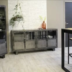 Buffet Métal Noir Jodhpur 4 Portes -Ledepot Mobilier Magasin buffet metal jodhpur portes inditime 3