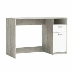 Demeyere Bureau Détroit Béton 1 Porte + 1 Niche + 1 Tiroir -Ledepot Mobilier Magasin bureau detroit blanc beton 1 porte 1 niche 1 tiroir 1