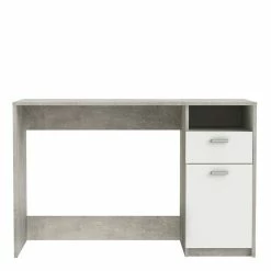 Demeyere Bureau Détroit Béton 1 Porte + 1 Niche + 1 Tiroir -Ledepot Mobilier Magasin bureau detroit blanc beton 1 porte 1 niche 1 tiroir 2