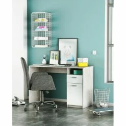 Demeyere Bureau Détroit Béton 1 Porte + 1 Niche + 1 Tiroir -Ledepot Mobilier Magasin bureau detroit blanc beton 1 porte 1 niche 1 tiroir 4