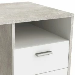 Demeyere Bureau Détroit Béton 1 Porte + 1 Niche + 1 Tiroir -Ledepot Mobilier Magasin bureau detroit blanc beton 1 porte 1 niche 1 tiroir 5