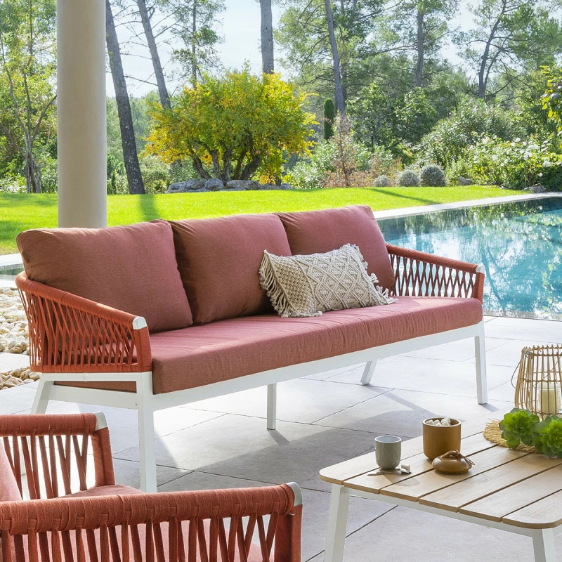 Canapé Extérieur 3 Places Oriengo Brique Hespéride 4 Canapé Extérieur 3 Places Oriengo Brique Hespéride – Image 2