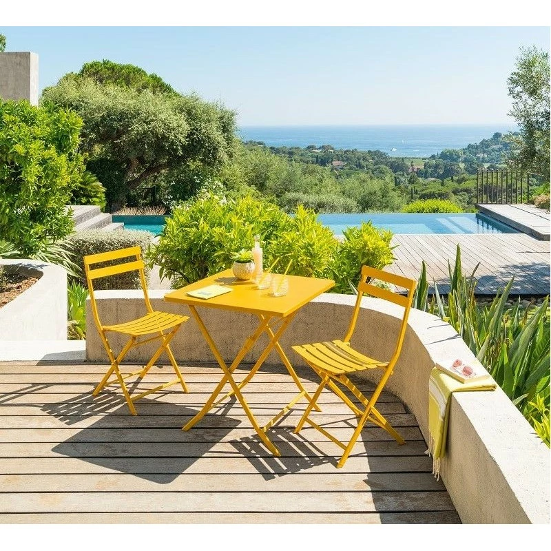 Chaise Métal Pliante Greensboro Moutarde Hespéride 6 Chaise Métal Pliante Greensboro Moutarde Hespéride – Image 4