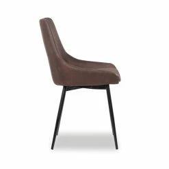 Chaise Mirano Coloris Brun Acier Microfibre -Ledepot Mobilier Magasin chaise mirano coloris brun 1 2