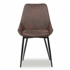 Chaise Mirano Coloris Brun Acier Microfibre -Ledepot Mobilier Magasin chaise mirano coloris brun 1 3