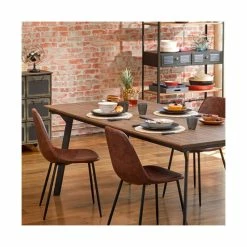 Chaise Vladi Effet Cuir Marron Atmosphera -Ledepot Mobilier Magasin chaise vladi effet cuir marron atmosphera 4