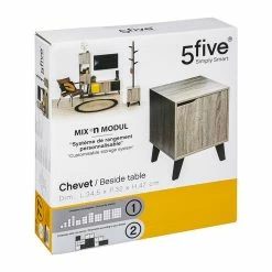 Chevet Mix Naturel Sur Pieds 5Five -Ledepot Mobilier Magasin chevet mix naturel pied 5five 2