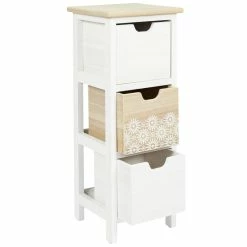 Chiffonnier 3 Tiroirs Chic Naturel Et Blanc -Ledepot Mobilier Magasin chiffonnier 3 tiroirs chic naturel et blanc 4