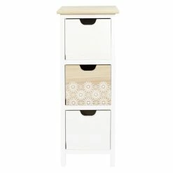 Chiffonnier 3 Tiroirs Chic Naturel Et Blanc -Ledepot Mobilier Magasin chiffonnier 3 tiroirs chic naturel et blanc 5