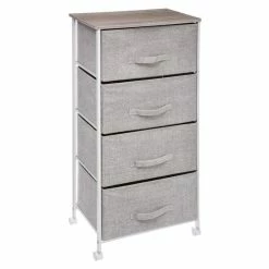 Chiffonnier 4 Tiroirs Avec Roulettes Gris Clair