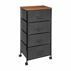 Chiffonnier 4 Tiroirs Avec Roulette Gris Foncé