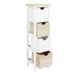 Chiffonnier 4 Tiroirs Chic Naturel Et Blanc -Ledepot Mobilier Magasin chiffonnier 4 tiroirs chic naturel et blanc 1 5