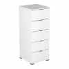 Demeyere Chiffonnier 5 Tiroirs Blanc Perfect -Ledepot Mobilier Magasin chiffonnier 5 tiroirs blanc perfect