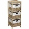 Chiffonnier En Bois 3 Paniers Jacinthe Naturel Et Blanc